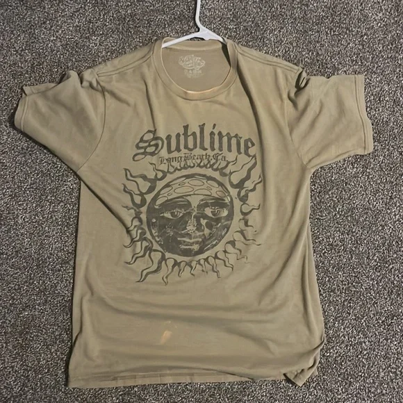 sublime t shirt stained/faded ornage preowned size S - Picture 2 of 5